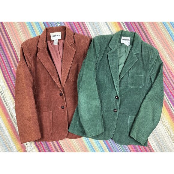 Vintage 80s plaid pleated outfit Corduroy jacket set 3pc Matching Set Sz 9 26” W - Picture 3 of 16